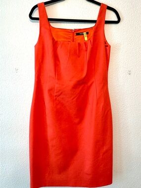Tahari Classic Sleeveless Orange Sheath Dress